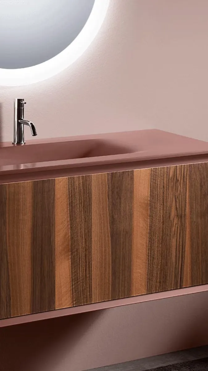 Waschtisch Stocco Iks Up mit Oberfläche in rosa.